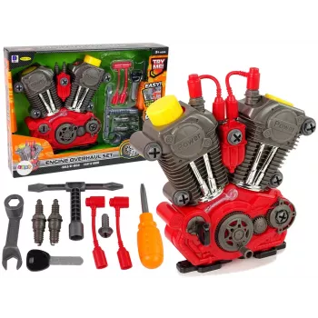 LEAN TOYS Automobilio variklis mažajam mechanikui - DIY surinkimas su šviesomis ir garsais