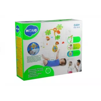 LEAN TOYS Karuselinis muzikos dėžutės žaislas su barškučiais kūdikiams
