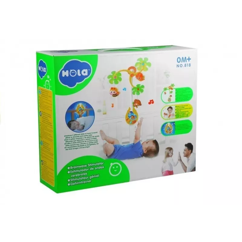 LEAN TOYS Karuselinis muzikos dėžutės žaislas su barškučiais kūdikiams