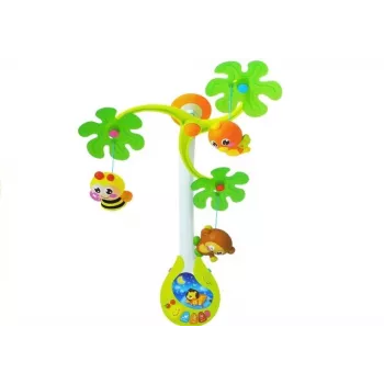 LEAN TOYS Karuselinis muzikos dėžutės žaislas su barškučiais kūdikiams