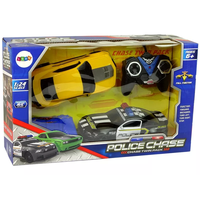 LEAN TOYS Cars R/C Police Pursuit Patrol Yellow Sports Car Pilots