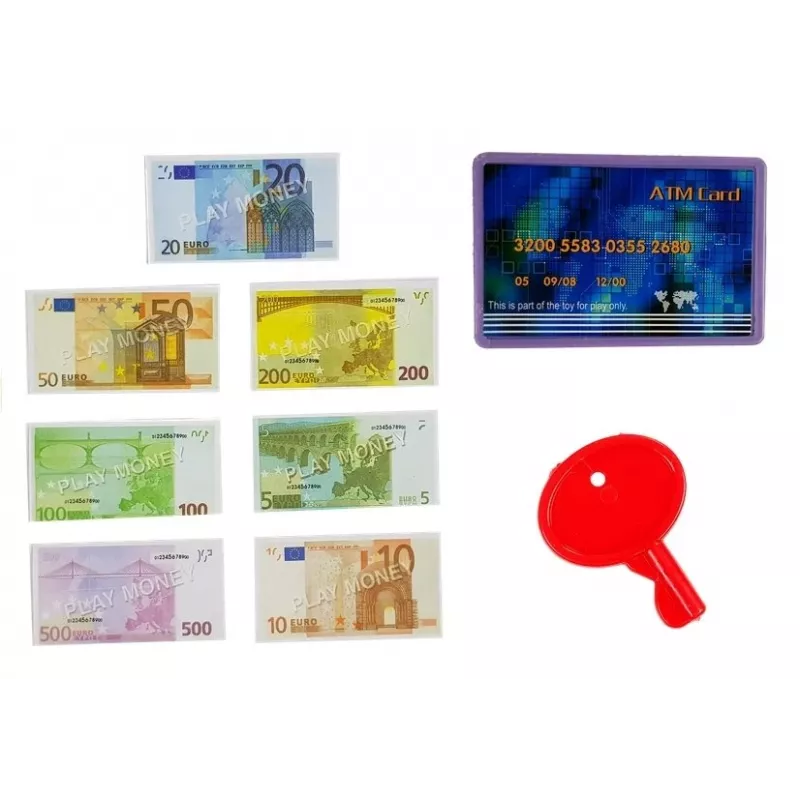 LEAN TOYS kasos aparatas su vežimėliu, krepšeliais ir aksesuarais | 35 dalių vaidmenų žaidimo rinkinys su veikiančiu skaičiuotuvu, šviečiančiu skaitytuvu, mikrofonu, apsipirkimo vežimėliu ir krepšeliu | Nuo 3 metų