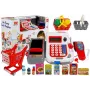 LEAN TOYS kasos aparatas su vežimėliu, krepšeliais ir aksesuarais | 35 dalių vaidmenų žaidimo rinkinys su veikiančiu skaičiuotuvu, šviečiančiu skaitytuvu, mikrofonu, apsipirkimo vežimėliu ir krepšeliu | Nuo 3 metų