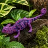 LEAN TOYS Chameleon guminė figūrėlė, tampri, realistinė, violetinis roplys, 14 cm