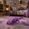 LEAN TOYS Chameleon guminė figūrėlė, tampri, realistinė, violetinis roplys, 14 cm