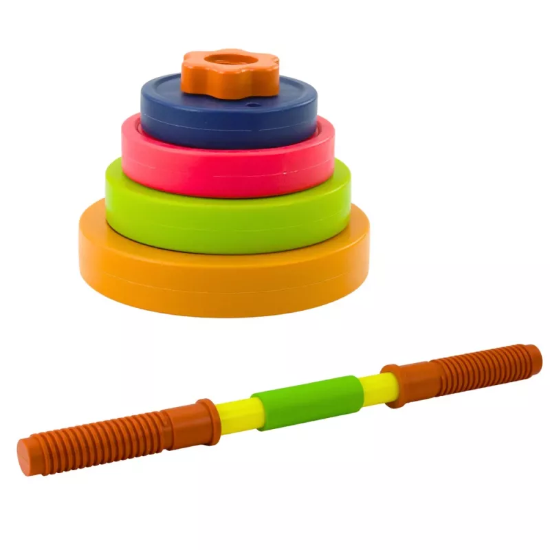 LEAN TOYS Vaikiška štanga, neslystanti puta, 8 diskai, plastikas, spalvota