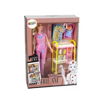 LEAN TOYS Vaikų lėlių daktaro ilgų plaukų aksesuarai