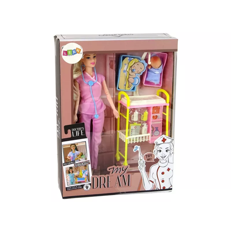 LEAN TOYS Vaikų lėlių daktaro ilgų plaukų aksesuarai