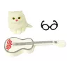 LEAN TOYS vaikiška lėlė Emily su gitara, akiniais, ilgais blondinais plaukais ir kačiuku