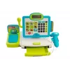 LEAN TOYS Vaikų elektroninis kasos aparatas su krepšeliu - mėlynas, veikiantis skaičiuotuvas, šviesa ir garsas, 25 priedai, nuo 3 metų