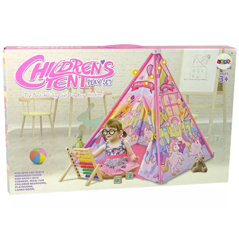 LEAN TOYS Vaikų šviečianti palapinė Vienaragis Poniai Rožinė