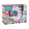 Lean Toys Vaikų siuvimo mašina vaikams - balta, baterijomis varoma, realistiškas žaislas su pedalą ir LED šviesa