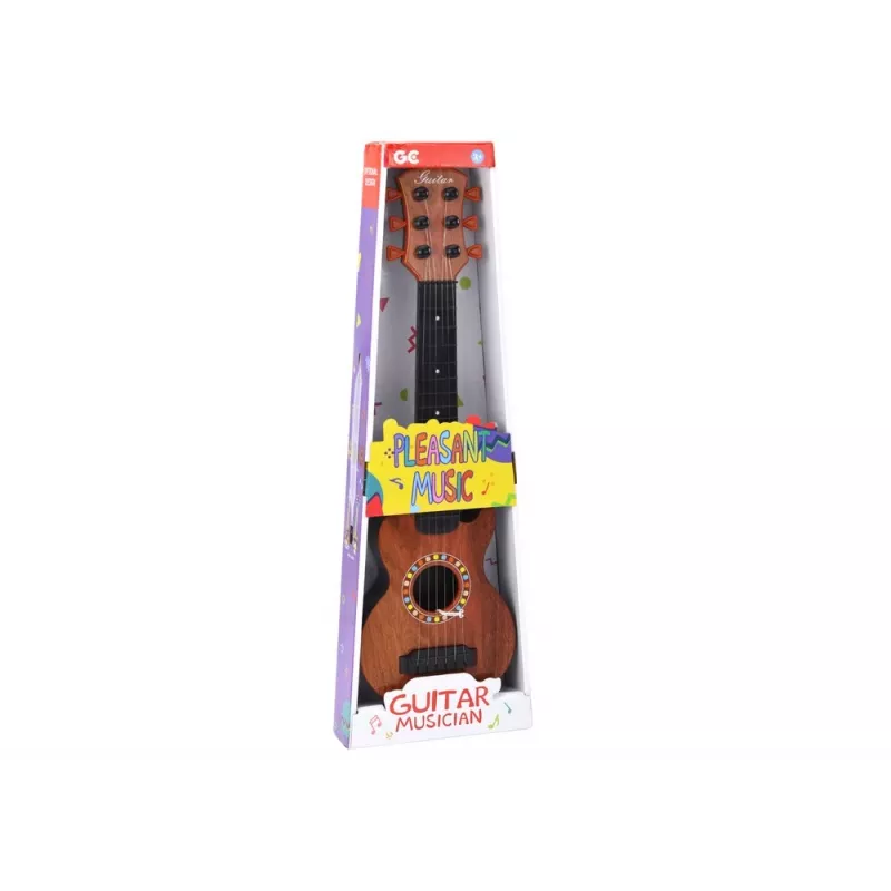 LEAN TOYS Vaikiška gitara su rudu medžio apdaila ir plektru, 6 nailono stygos, akustinė, nuo 3 metų