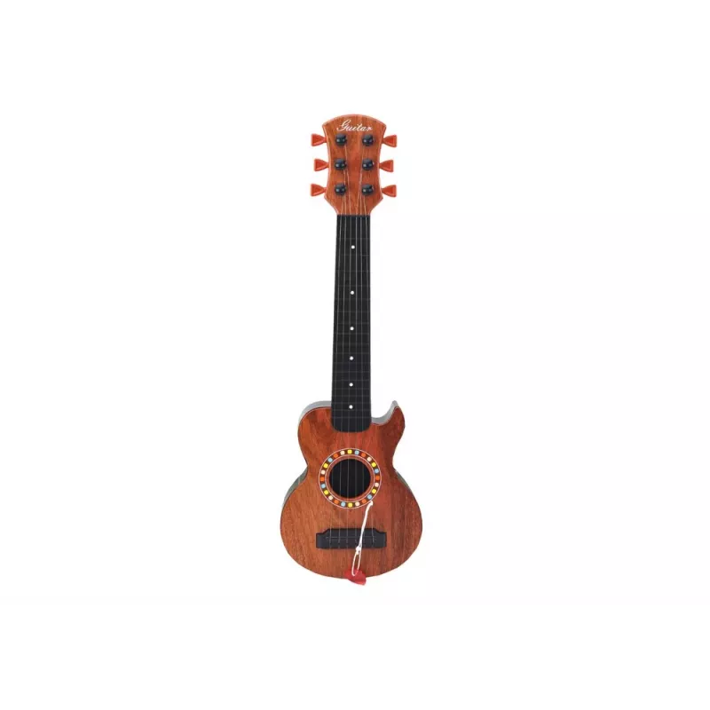 LEAN TOYS Vaikiška gitara su rudu medžio apdaila ir plektru, 6 nailono stygos, akustinė, nuo 3 metų