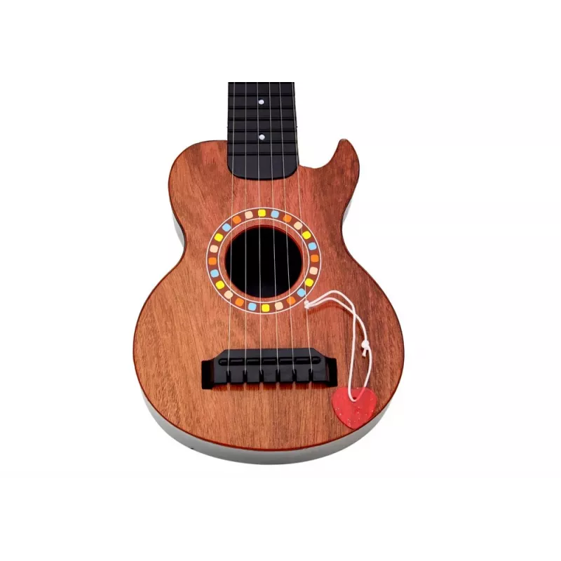 LEAN TOYS Vaikiška gitara su rudu medžio apdaila ir plektru, 6 nailono stygos, akustinė, nuo 3 metų