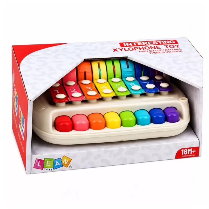 LEAN TOYS Vaikų ksilofonas pianinas spalvingas muzikos instrumentas 2 in 1 lazdelė