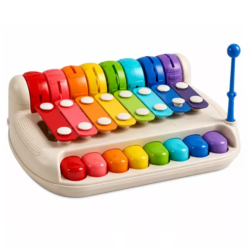 LEAN TOYS Vaikų ksilofonas pianinas spalvingas muzikos instrumentas 2 in 1 lazdelė