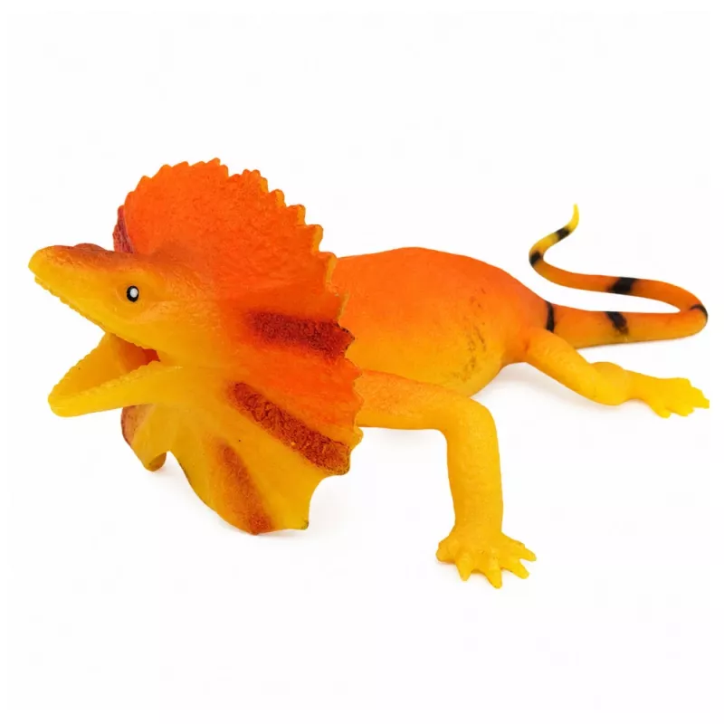 LEAN TOYS Apykaklėtoji driežo guminė figūrėlė, tampri, realistinė, 19 cm