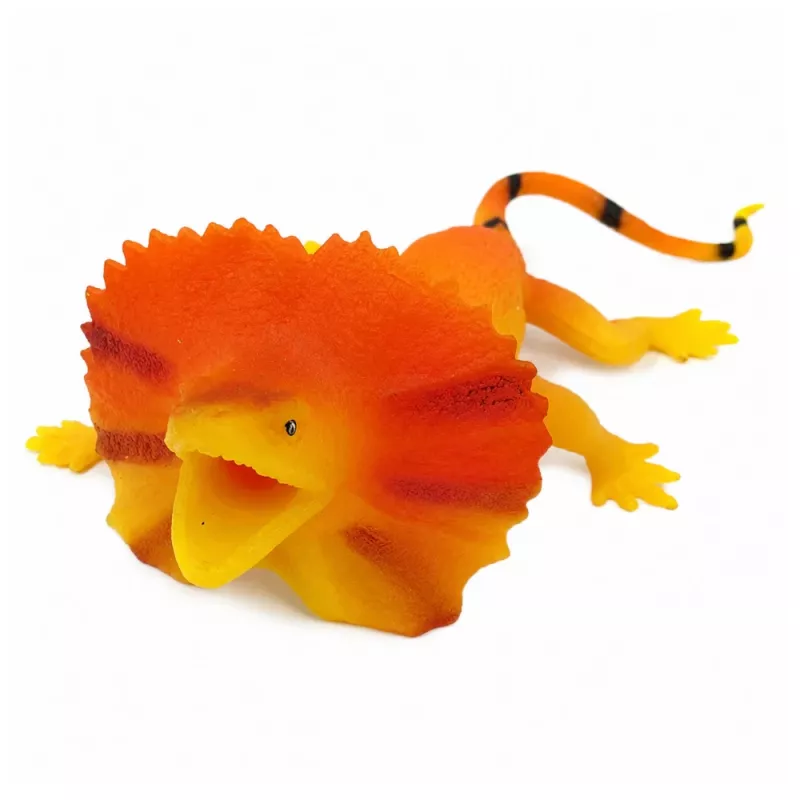 LEAN TOYS Apykaklėtoji driežo guminė figūrėlė, tampri, realistinė, 19 cm