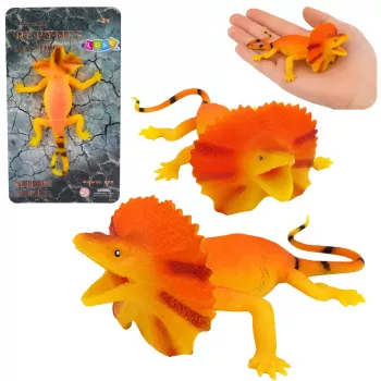 LEAN TOYS Apykaklėtoji driežo guminė figūrėlė, tampri, realistinė, 19 cm