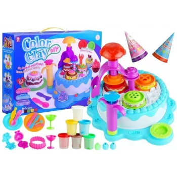 LEAN TOYS Color Clay DIY gimtadienio torto namelis - 24 spalvų oru džiūstantis modeliavimo molio rinkinys su įrankiais, formomis ir aksesuarais vaikams nuo 6 metų