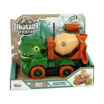 LEAN TOYS Betonvežis Dinozaurų Gelbėtojas Žali Priedai