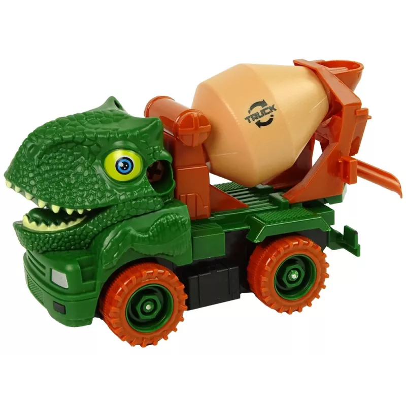 LEAN TOYS Betonvežis Dinozaurų Gelbėtojas Žali Priedai
