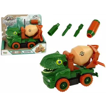 LEAN TOYS Betonvežis Dinozaurų Gelbėtojas Žali Priedai