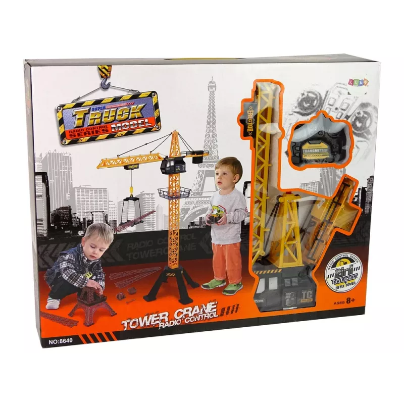 LEAN TOYS Statybinis kranas su nuotolinio valdymo pultu 90 cm aukščio Eifelio bokšto konstruktorius