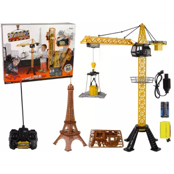 LEAN TOYS Statybinis kranas su nuotolinio valdymo pultu 90 cm aukščio Eifelio bokšto konstruktorius