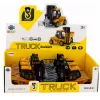 LEAN TOYS statybinė transporto priemonė šakininis krautuvas su reguliuojama griebtuvu šviesomis garsais geltonas 1:43