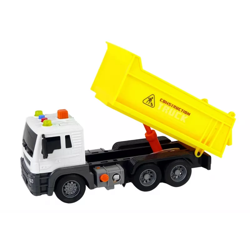 LEAN TOYS Statybinė transporto priemonė Savivartis 1:16 Geltonas su kėlimo priekaba
