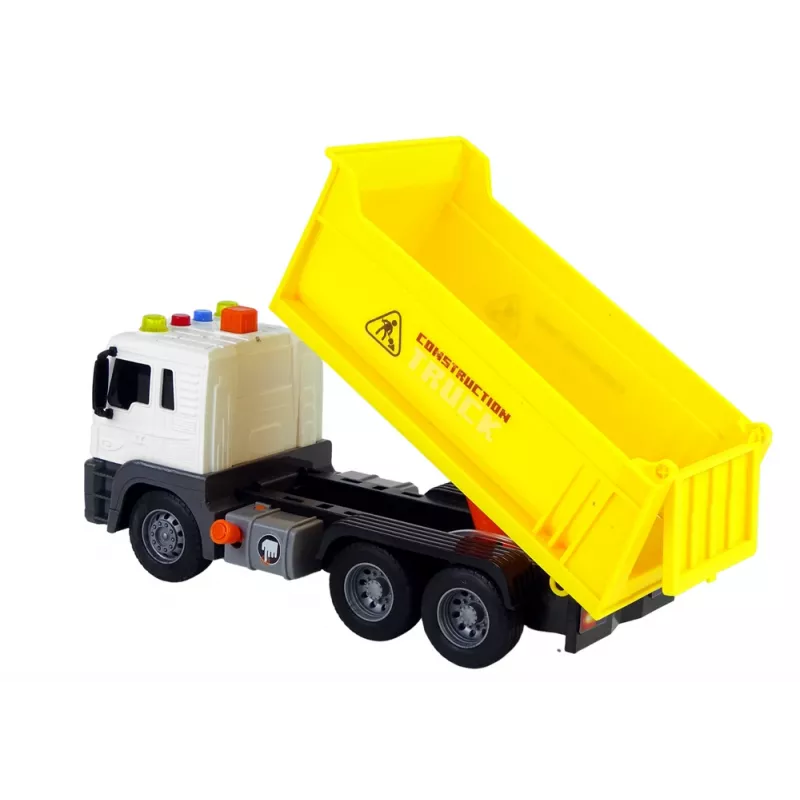 LEAN TOYS Statybinė transporto priemonė Savivartis 1:16 Geltonas su kėlimo priekaba