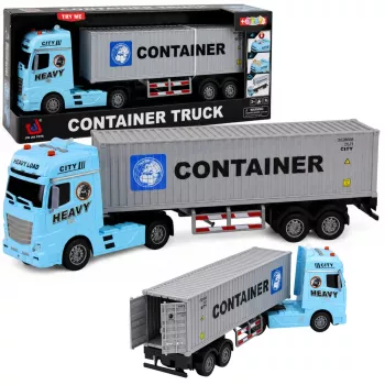 LEAN TOYS Vilikas su konteineriu, atidaromomis durimis, šviesomis ir garsais – mėlynas, 54 cm
