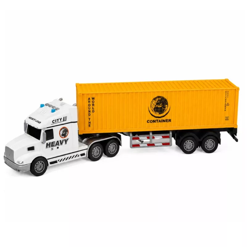 LEAN TOYS Konteinerinis sunkvežimis su atidaromomis durimis, šviesomis ir garsais, geltonas, 54 cm