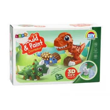 LEAN TOYS Kūrybinis meninis rinkinys Dinozaurai 3D gipso dažai - Liek ir dažyk 6 dinozaurų figūrėlės, 6 formos, 6 dažai, įrankiai, nuo 5 metų