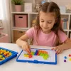 LEAN TOYS kūrybinis rinkinys Mygtukų mozaikos galvosūkis Grybų smeigtukai Lagaminas 300 vnt.