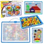 LEAN TOYS kūrybinis rinkinys Mygtukų mozaikos galvosūkis Grybų smeigtukai Lagaminas 300 vnt.
