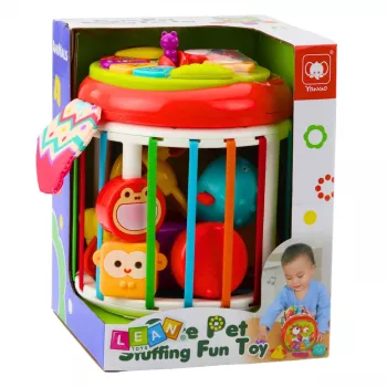 LEAN TOYS Cylinder Sensory Cube Interaktyvus formų rūšiuotuvas su šviesomis ir garsais - įvairiaspalvis (22659)