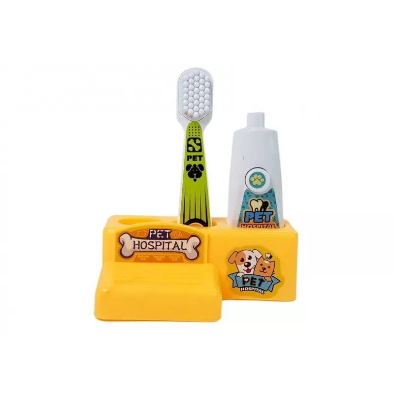 LEAN TOYS Šuns odontologo ir gydytojo rinkinys. Dantų šepetėlis. Išspausta dantų pasta.