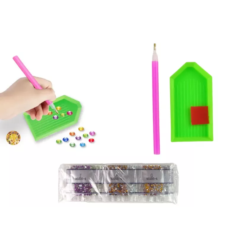 LEAN TOYS deimantinio siuvinėjimo lipdukų rinkinys „Gyvūnai, sodas, vaivorykštė, mozaika“