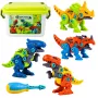 LEAN TOYS Dinozaurų konstravimo blokelių rinkinys su atsuktuvu 4-in-1