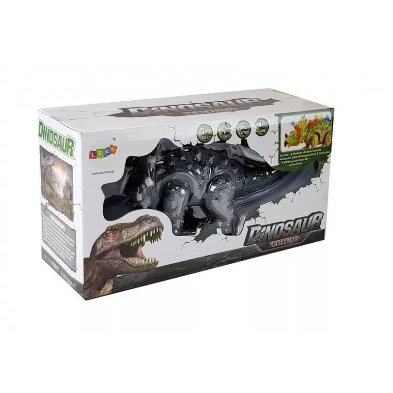 LEAN TOYS Dinozauras su baterija Triceratops Pilka