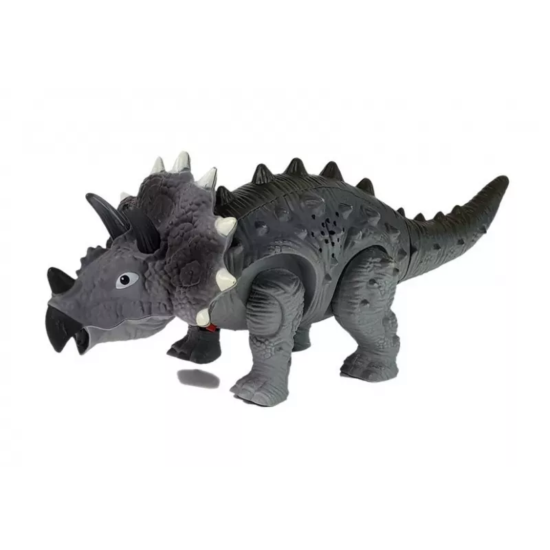 LEAN TOYS Dinozauras su baterija Triceratops Pilka
