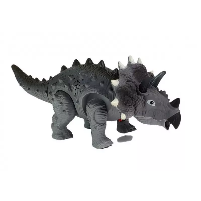 LEAN TOYS Dinozauras su baterija Triceratops Pilka