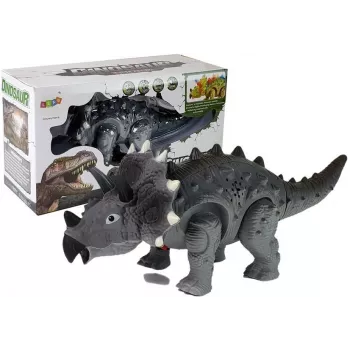LEAN TOYS Dinozauras su baterija Triceratops Pilka