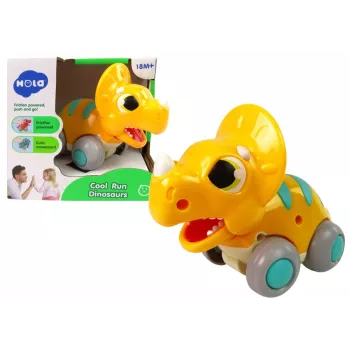 LEAN TOYS Dinozauras ant ratų Geltonas Triceratops Figūrėlė