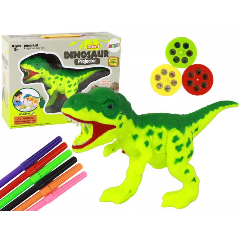 LEAN TOYS Dinozaurų projektorius su žymekliais ir šablonais