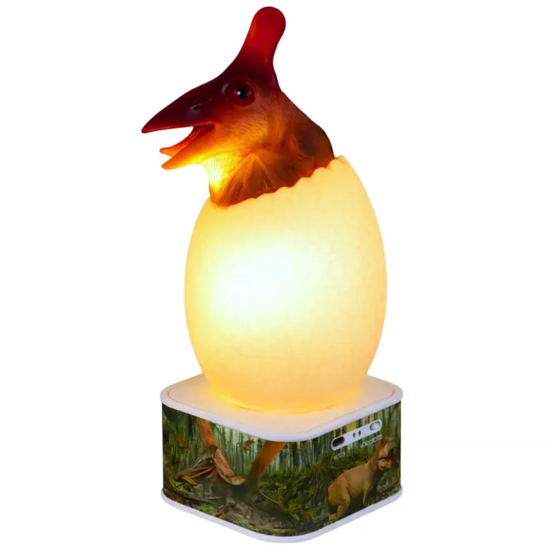 LEAN TOYS Dinozaur Pterozaur LED Micro USB Lempa Kiaušinis - 16 RGB spalvų, liečiamas ir nuotolinis valdymas, įkraunama