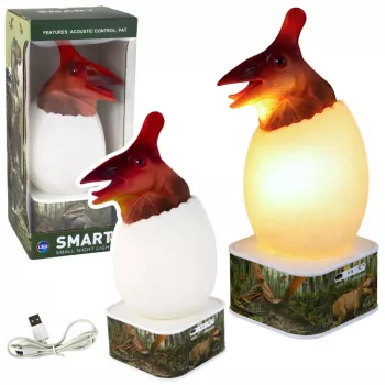 LEAN TOYS Dinozaur Pterozaur LED Micro USB Lempa Kiaušinis - 16 RGB spalvų, liečiamas ir nuotolinis valdymas, įkraunama
